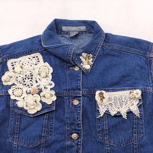 Upper West Side Casual Denim Sleeveless Button Up Vest Womens Size Medium M Blue